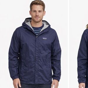 Patagonia Blue Hooded Rain Jacket